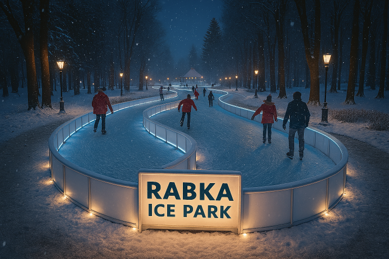 Rabka - Tory lodowiska w alejkach Parku Zdrojowego - Wizualizacja