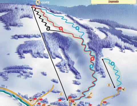 Rabka _ Maciejowa - zima - Dawny stok narciarski - mapa tras