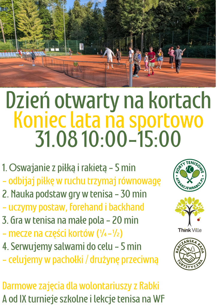 Rabka leczy aktywnie - Dzień otwarty na kortach - Koniec lata na sportowo - 31.07.2026 - Park Zdrojowy